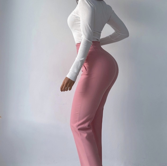 ZARA Women HIGH WAIST PANTS CORAL PINK MARSALA S - Picture 6 of 12